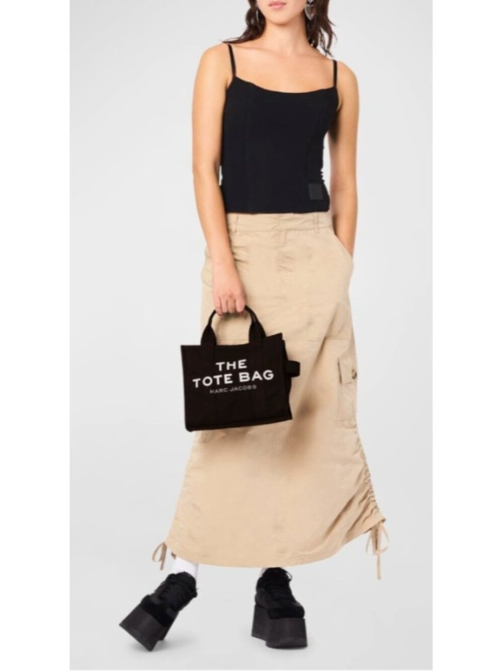 Marc Jacobs The Terry Mini Tote Bag Black Canvas Logo Handbag  100% Authentic - Picture 14 of 16